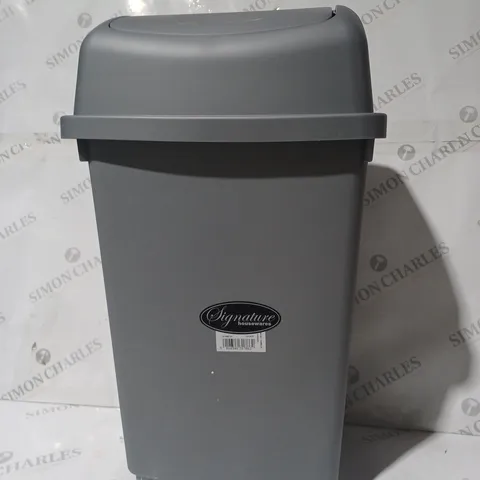 SIGNATURE HOUSEWARES SWING-LID BIN IN GREY