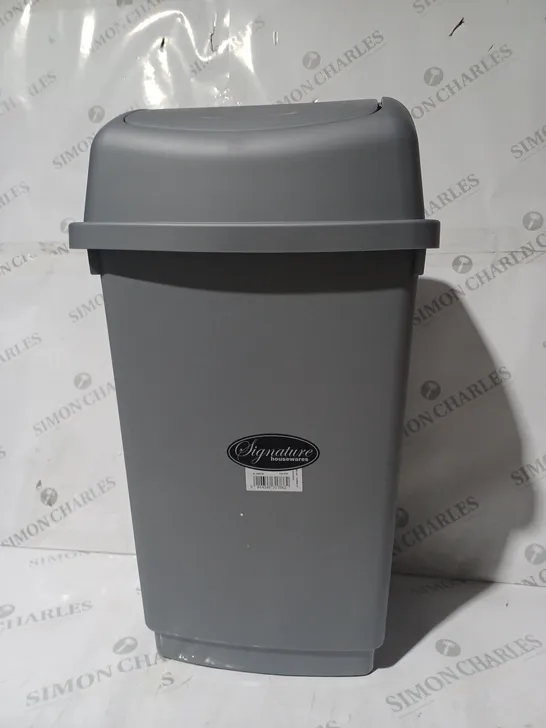 SIGNATURE HOUSEWARES SWING-LID BIN IN GREY