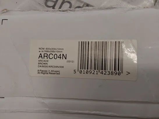 PALLET TO CONTAIN APPROX 32 X PACKS OF JOHNSON TILES ARCADE BROWN PORCELAIN FLOOR TILES - 8 TILES PER PACK // TILE SIZE: 598 X 298 X 10mm