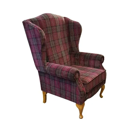 ANZILOTT WINGBACK CHAIR COLOUR: RED/GREEN CHECKERED 