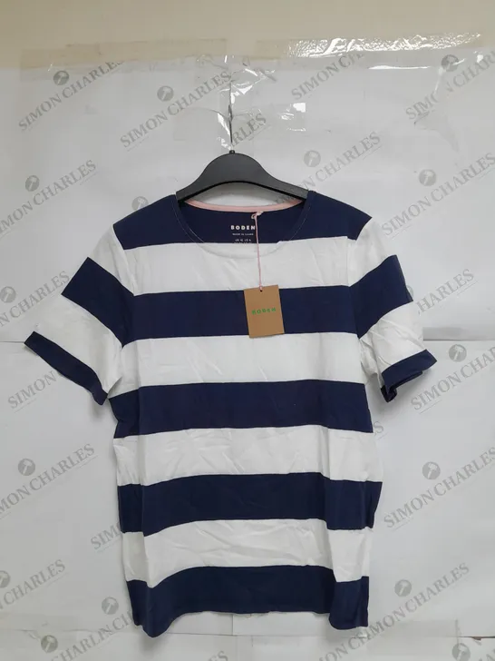 BODEN CHILDRENS UK 10 WHITE/BLUE STRIPED TOP 