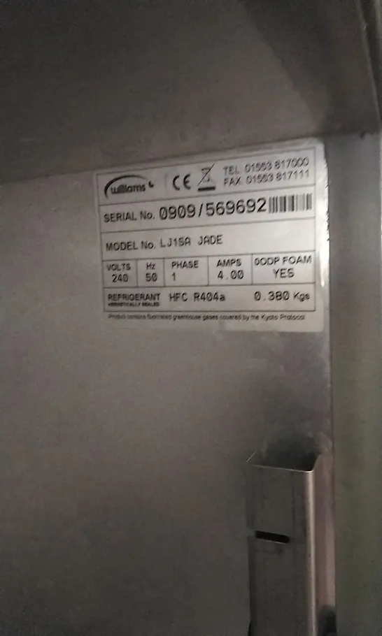 WILLIAMS LJ1SA COMMERCIAL REFRIGERATOR 