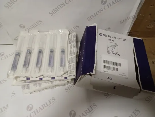 APPROXIMATELY 30 BD POSIFLUSH XS SALINE SYRINGE 10ML FLUSH