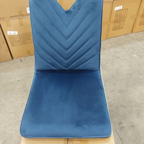 BOX CONTAINING SET OF 2 BLUE VELVET DINING CHAIR