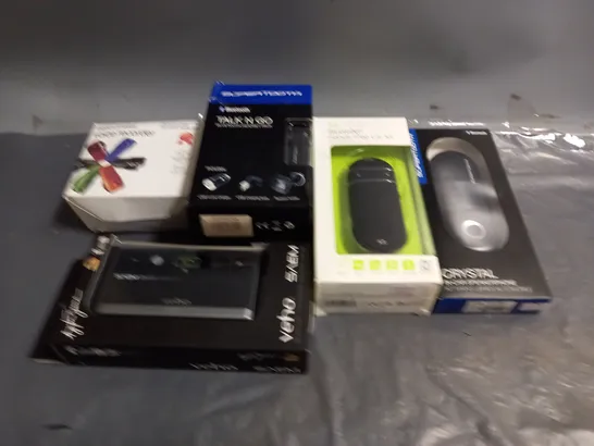 LARGE BOX OF ASSORTED ELECTRICAL ITEMS TO INCLUDE CAR SPEAKERS, VOICE RECORDER AND TALK N GO