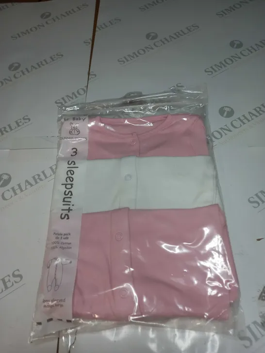 DUNNES 3 PACK OF BABY GROWS SIZE 0-3 MONTHS