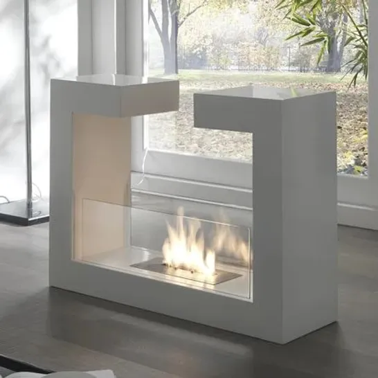 BOXED BIOETHANOL FIREPLACE - WHITE (1 BOX)