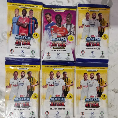 LOT OF APPROXIMATELY 6 ASSORTED TOPPS MATCH ATTAX TRADING CARD BOOSTER PACKS