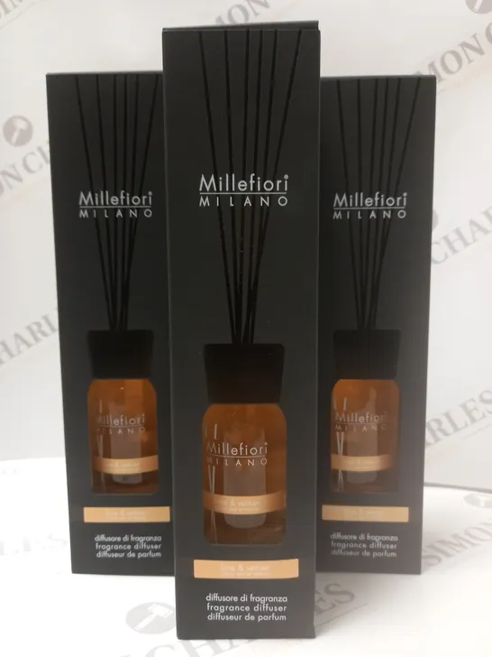 BOX OF 5 X 100ML MILLEFIORI MILANO ROOM FRAGRANCE DIFFUSERS - LIME & VETIVER  