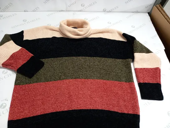 CIDER ROLL NECK STRIPED KNIT JUMPER - S