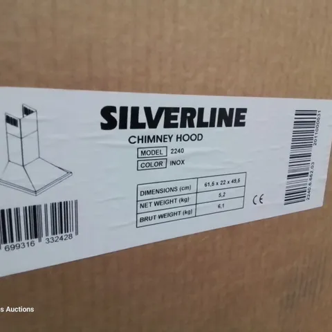 BOXED SILVERLINE 2240 CHIMNEY EXTRACTOR HOOD INOX