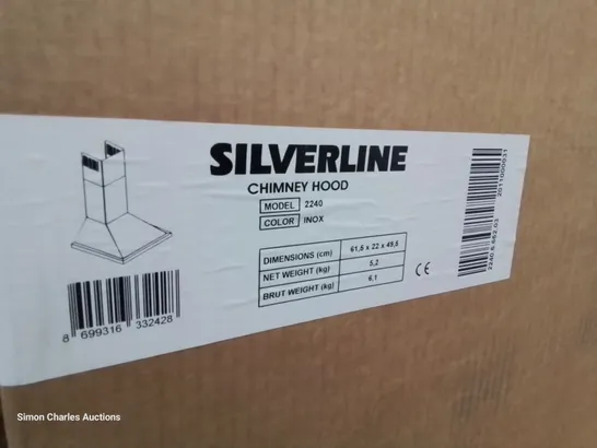 BOXED SILVERLINE 2240 CHIMNEY EXTRACTOR HOOD INOX