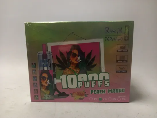 SEALED AND BOXED R AND M TORNADO DISPOSABLE VAPES - PEACH MANGO - 10 PER BOX