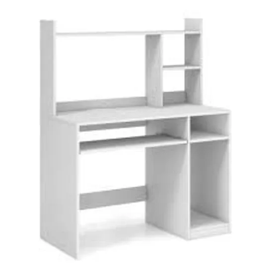 BOXED COSTWAY COMPUTER DESK WITH STORAGE SHELF - WHITE (1 BOX)