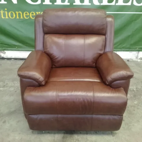 QUALITY DESIGNER ARMCHAIR - BROWN LEATHER