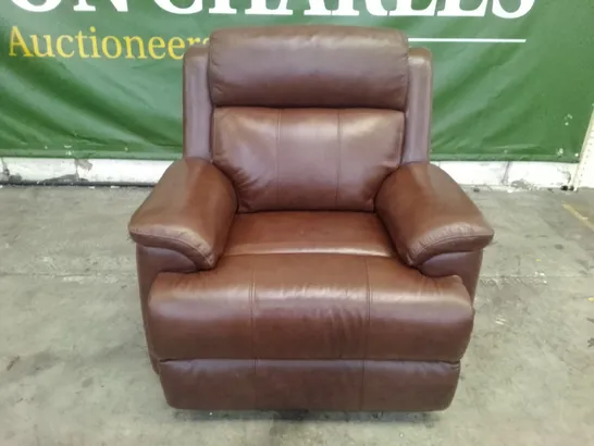 QUALITY DESIGNER ARMCHAIR - BROWN LEATHER