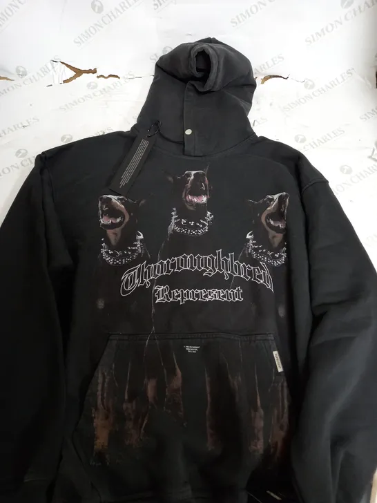 REPRESENT THOROUGHBRED HOODIE IN BLACK - LARGE