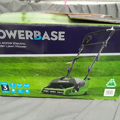 BOXED POWERBASE 32cm 400W ELECTRIC CYLINDER LAWNMOWER - COLLECTION ONLY