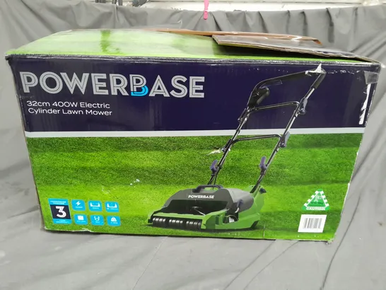 BOXED POWERBASE 32cm 400W ELECTRIC CYLINDER LAWNMOWER - COLLECTION ONLY