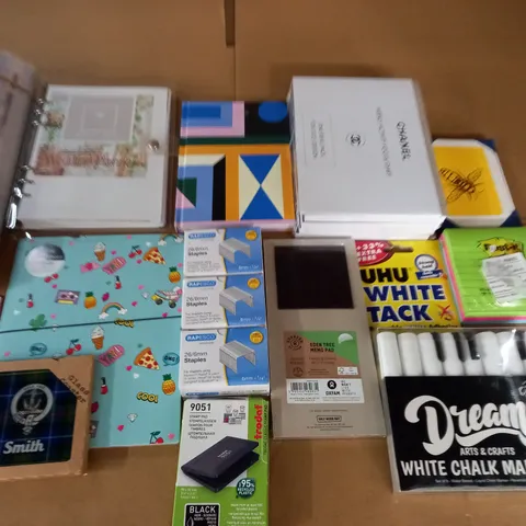 LOT OF ASSORTED STATIONARY AND OFFICE ITEMS TO INCLUDE STAPLES AND NOTEBOOKS