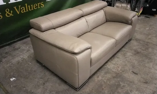 QUALITY ITALIAN DESIGNER MELO LOVESEAT MUD LEATHER