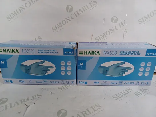 SET OF 2 HAIKA NX520 NITRILE EXAMINATION GLOVES. BOX OF 200 - NHS APPROVED