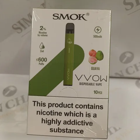 SEALED SMOK VVOW 10-PACK OF DISPOSABLE VAPES - GUAVA