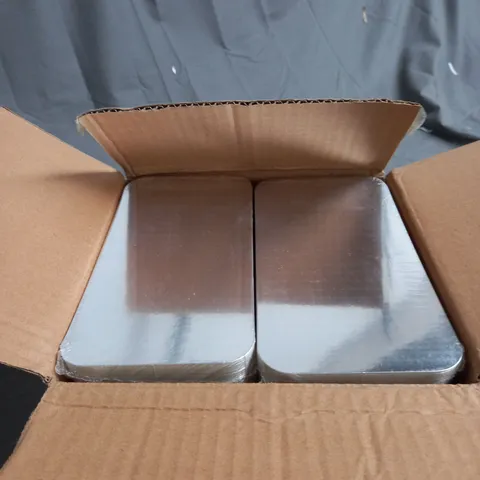 BOX OF APPROXIMATELY 1000 ALUMINUM FOIL CONTAINER CARDBOARD LIDS