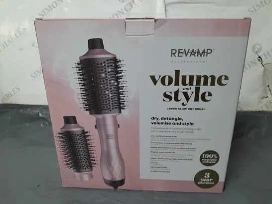 BOXED REVAMP PROFESSIONAL VOLUME AND STYLE 1200W BLOW DRY BRUSH INNOVATIVE ALL IN ONE VOLUMISING STYLER