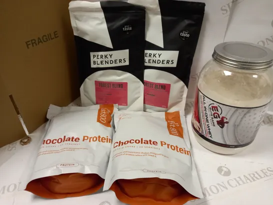 ASSORTMENT OF COFFEE AND PROTEIN POWDERS 5 ITEMS 