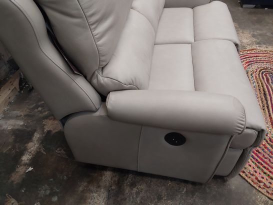QUALITY BRITISH DESIGNER G PLAN NEWMARKET POWER RECLINING TWO SEATER SOFA REGENT DOVE LEATHER 