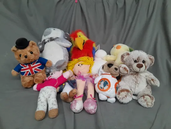 BOX OF ASSORTED PLUSH SOFT TEDDIES