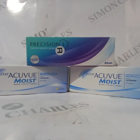 APPROXIMATELY 20 ASSORTED HOUSEHOLD ITEMS TO INCLUDE ACUVUE MOIST CONTACT LENSES, PRECISION 1 CONTACT LENSES, ETC