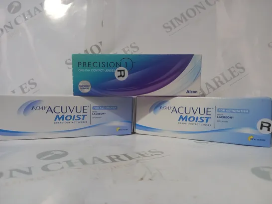 APPROXIMATELY 20 ASSORTED HOUSEHOLD ITEMS TO INCLUDE ACUVUE MOIST CONTACT LENSES, PRECISION 1 CONTACT LENSES, ETC