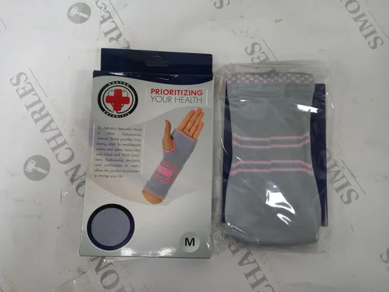 BOXED DOCTOR ARTHRITIS SPECIALIST HAND & WRIST COMPRESSION SLEEVE/BRACE PINK/GREY MEDIUM