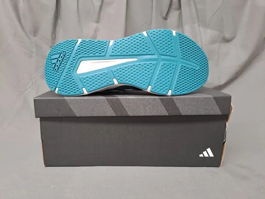 BOXED PAIR OF ADIDAS GALAXY 6 SHOES IN DARK TEAL/LIME GREEN UK SIZE 8