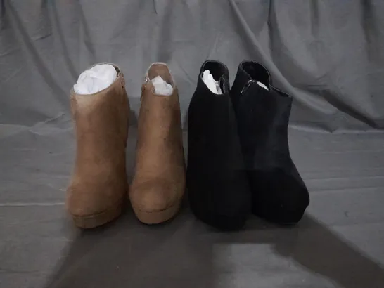 APPROXIMATELY 7 BOXED PAIR OF HEELED BOOTS IN VARIOUS COLOURS AND SIZES 