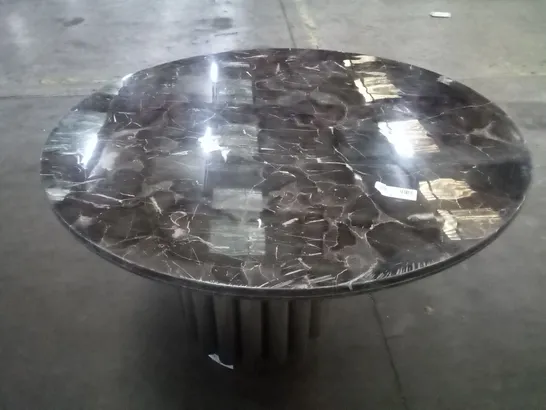 CIRCULAR MARBLE TOPPED DINING TABLE ON METAL BASE