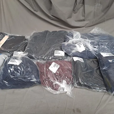 BOX OF ASSORTED CLOTHING ITEMS TOO INCLUDE COATS , TOPS, AND TROUSERS   ETC. 