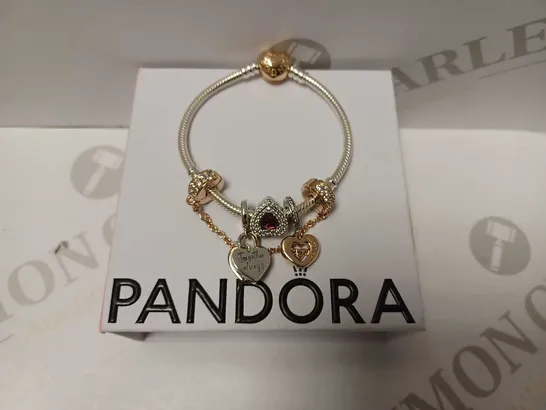 PANDORA SILVER BRACELET WITH CHARMS 