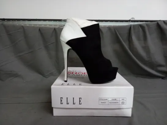 APPROXIMATELY 7 BOXED PAIRS OF ELLE SASHAY HEELED PLATFORM OPEN TOE SHOES IN VARIOUS SIZES 