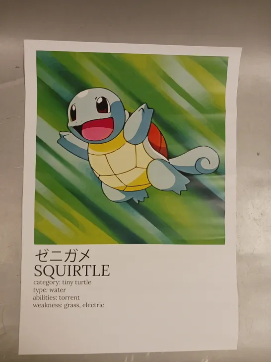 POKÉMON KANTO STARTERS BULBASAUR, CHARMANDER, AND SQUIRTLE ART PRINTS