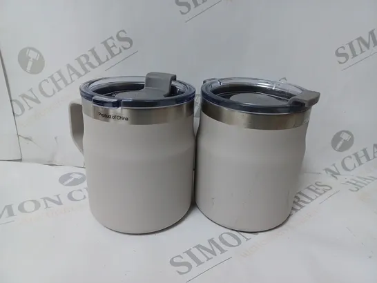 BOXED LOCK & LOCK SET OF INSULATED STAINLESS STEEL MUGS - OFF WHITE