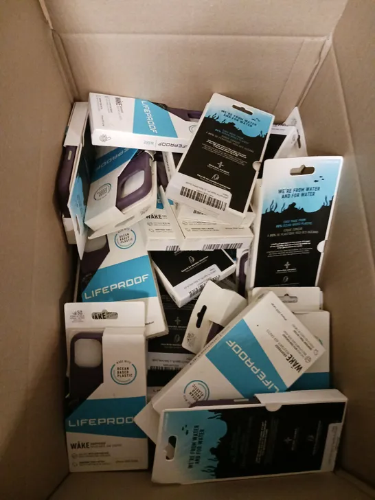BOXED LOT OF APPROX 45 MOBILE PHONE CASES FOR IPHONE. VARIOUS SIZES, MODELS UNSPECIFIED