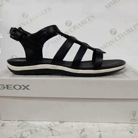 BOXED PAIR OF GEOX RESPIRA OPEN TOE STRAPPY SANDALS IN BLACK EU SIZE 41