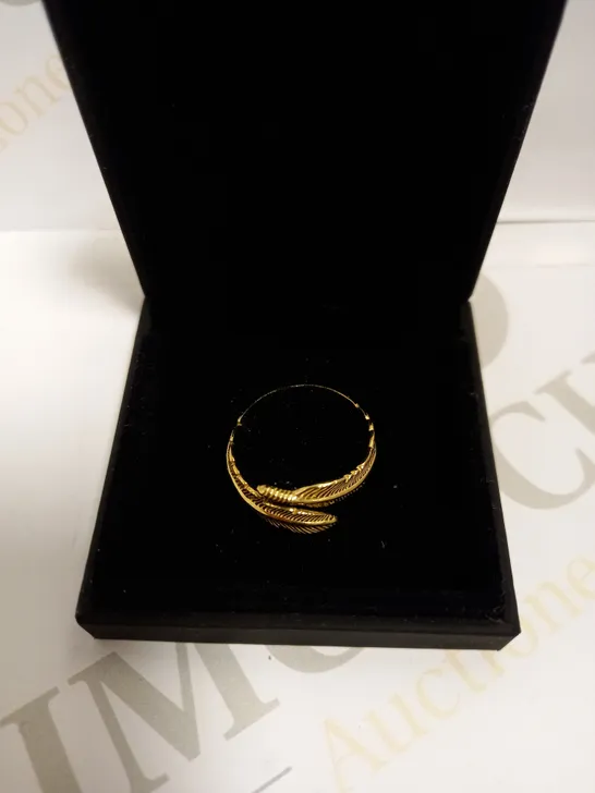 BOXED FIYAH GOLD EFFECT LOOPED LEAF RING