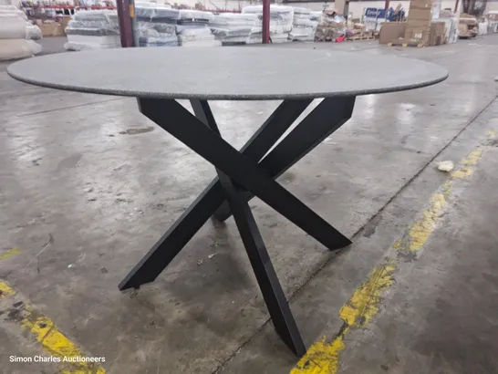 DESIGNER CIRCULAR DINING TABLE BLACK WOODEN X SUPPORTS