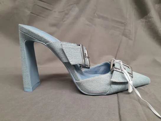 BERSHKA LIGHT BLUE DENIM HIGH HEEDS OPEN TOE - SIZE 38