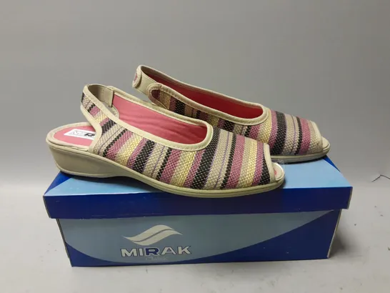 BOXED MIRAK OPEN TOE SLIP ON SANDLES IN RED SIZE 38