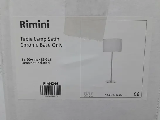 BRAND NEW DAR RIMINI TABLE LAMP SATIN CHROME BASE ONLY (RIM4246)